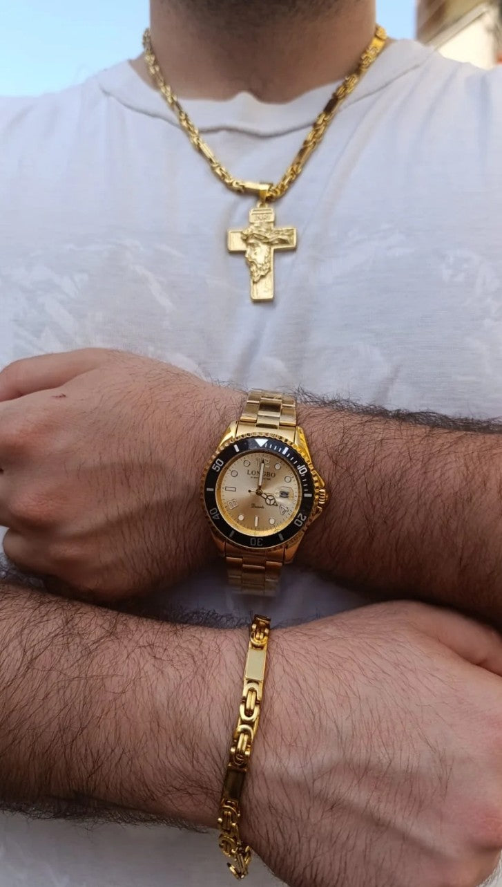 Set Elegante di Orologio Bracciale, Collana e Anello